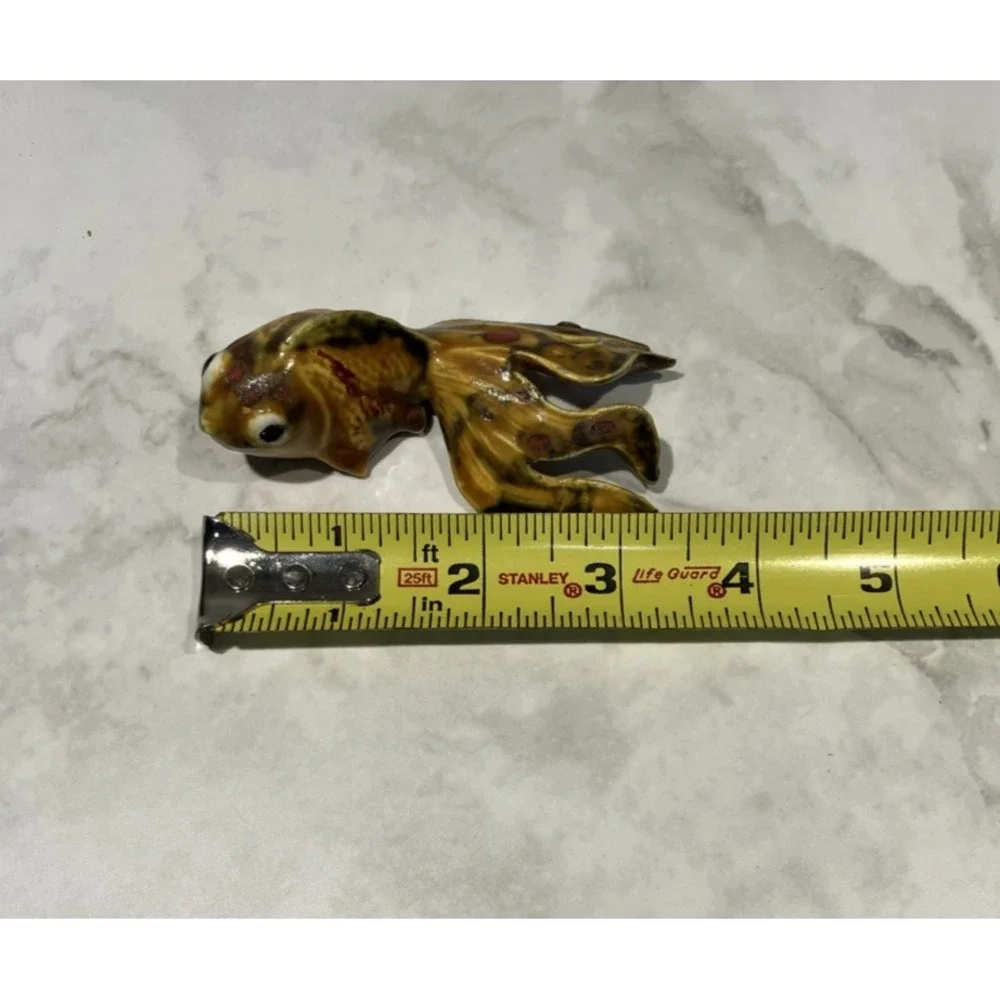 Set of 3 Koi Fish Ceramic Handcxrafted Gold Red Green Signed Irene Marosy